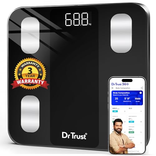 Dr Trust USA 526 Legend BMI Weight Scale & Body Fat Analyzer with IOS/Android App Sync,14 Essential Composition Metrics Weighing Machine for Home Heal