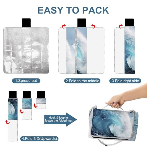 Couverture de pique-nique imperméable pliable Ocean Waves tapis de camping portable - 5