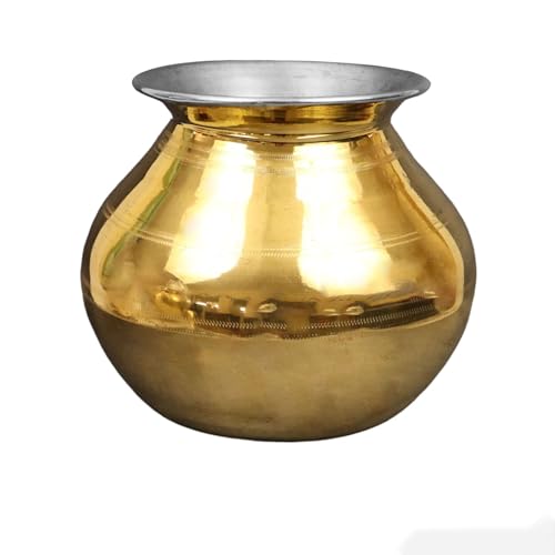 Image of Putrika Traditional Handcrafted Brass Utensil Pongal Pot| Pongal Paanai | Cookware|Urli|Heavy Weight|Sankranthi Festival| Inner TIN Coating[Weight: 795gm] (7 inch)