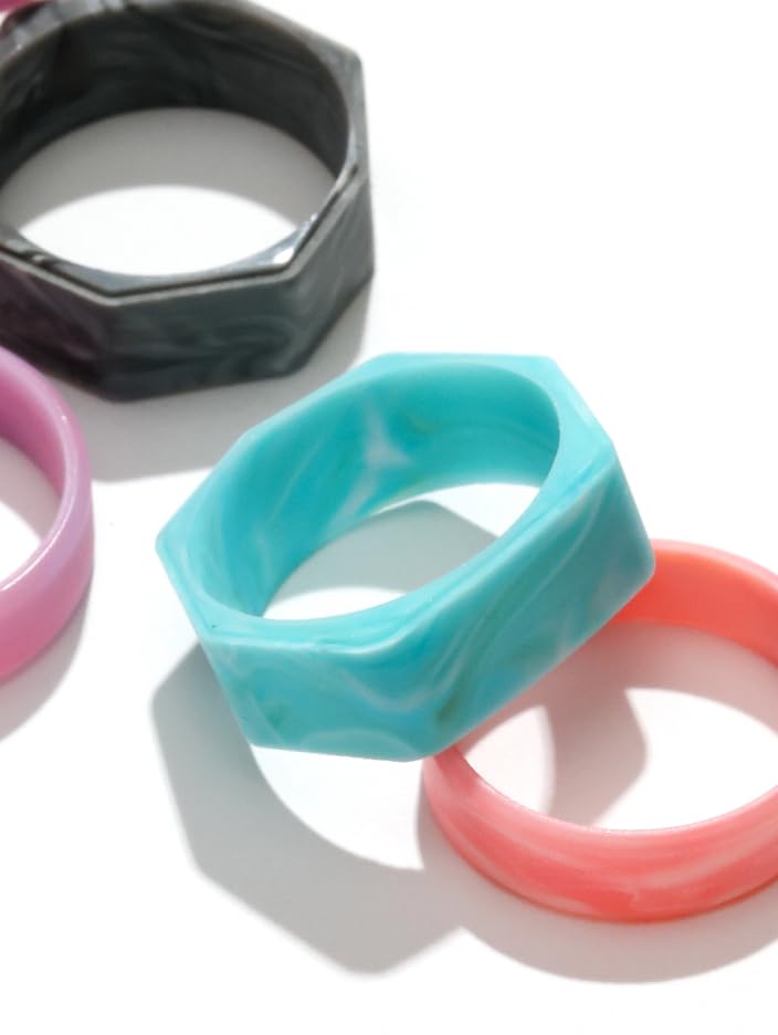 QALO Women's Rubber Silicone Ring, Natural Stone Lake, Wedding Ring for Women, Breathable, Durable Engagement Silicone Band, 9mm Wide 2mm Thick, Turquoise, Size 93