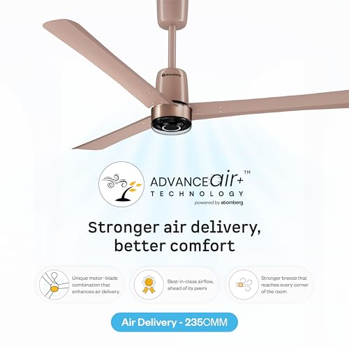 Image of atomberg Renesa Elite Smart 1200mm BLDC Ceiling Fan with Remote & Alexa Support | BEE 5 Star Energy Saving Fan | High Air Delivery | Moonbeam LED Light | Smart Fan | 5 Year Warranty | Rose Gold