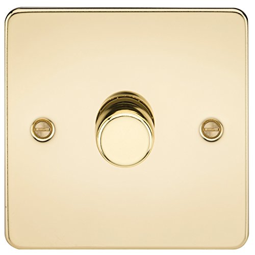 Knightsbridge Flat Plate 1G 2 Way 40-400W Dimmer - Polished Brass