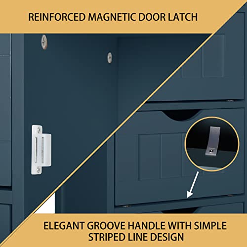 Veikou Bathroom Storage Cabinet With 4 Drawers, Freestanding Small Bathroom Cabinet W/Removable Shelf & Anti-Topping Design, Living Room Organizer Cabinet, Dark Teal #TOP7