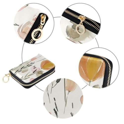 Watercolor Flowers leather cardholder wallet womens with Cion Purse RFID Blocking womens credit card holder with zipper3