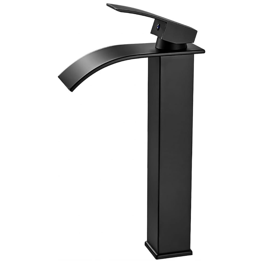 BASSINO Stylish Bathroom Faucet with Single Lever - Waterfall Bathroom Basin Faucets of Brass - Hot and Cold Water Mixer Antique Taps for Bathrooms 12 Inches(Black)-image-43