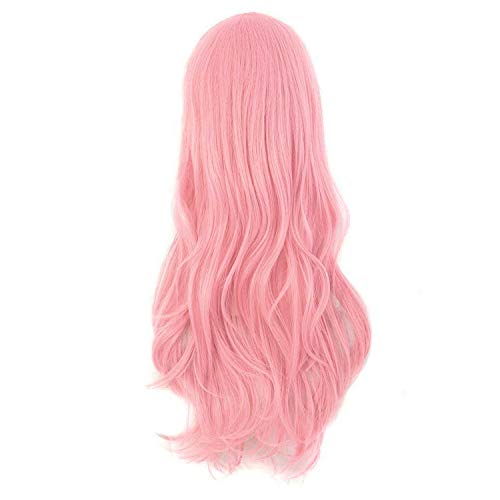 mapofbeauty 2834 70cm long curly hair ends costume cosplay wig pink