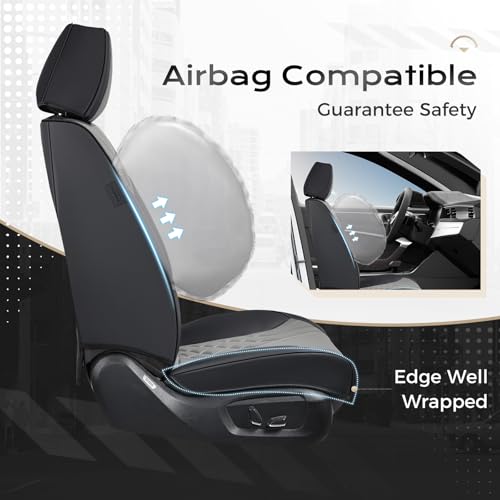 Image of Coverado Car Seat Covers, Car Seat Covers Front Seats, 2-Pack Front Seat Cover, Nappa Leather Waterproof Seat Covers, Car Seat Protectors, Automotive Seat Covers Universal Fit for Most Vehicles