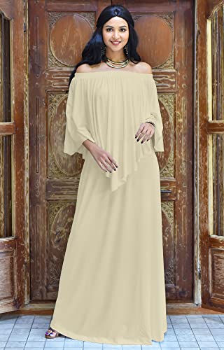 Image of KOH KOH Womens Strapless Off Shoulder Flattering Cocktail Maxi Dress Gown