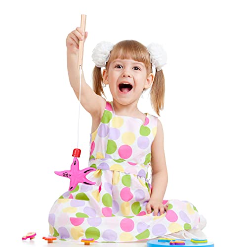 image for Sumind 4 Pieces Wooden Magnetic Fishing Poles Magnet Poles Fishing Rod