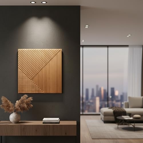 Image of Kayra Decor 3D PVC Wall Panel - Fluted Design Gold Color 19.7 inch x 19.7 inch (Pack of 40) - Covers 107.80 Sq. Ft.