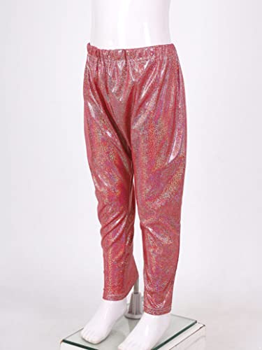 Girls Kids Sequin Metallic Elastic Waistband Trousers Little Boys Hip Hop Jazz Streetwear Dance Sports Trousers Red 3-4 Years4