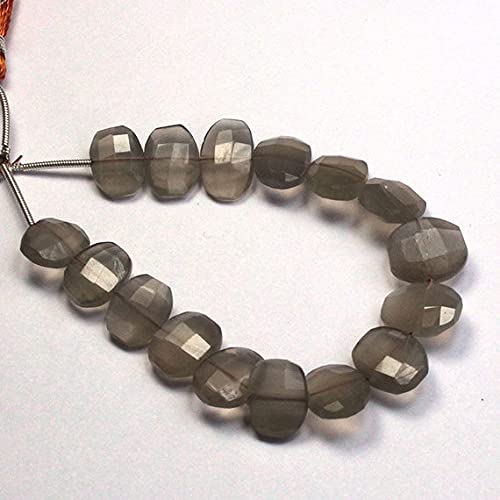LKBEADS GRAY MOONSTONE Oval Faceted Gemstone Natural Minerals, Gray Black Step cut oval Faceted Beads 12 to 16 MM 8" strand.
