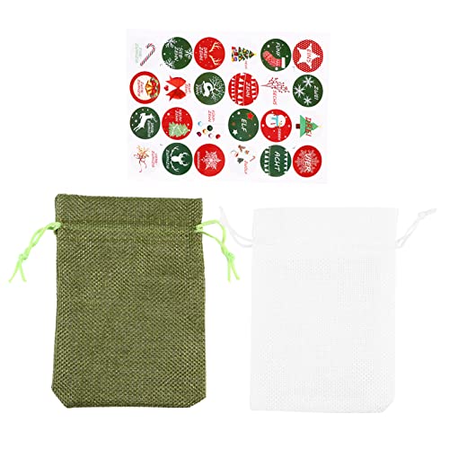 jojofuny 1 Ensemble Calendrier Corde Bonbons Assortis Fête Toile De Jute Décoration Traiter Faveur Tirage Sacs Pochettes Décoratives De Noël Sacs Calendrier Clips Jours De Vacances De Cover