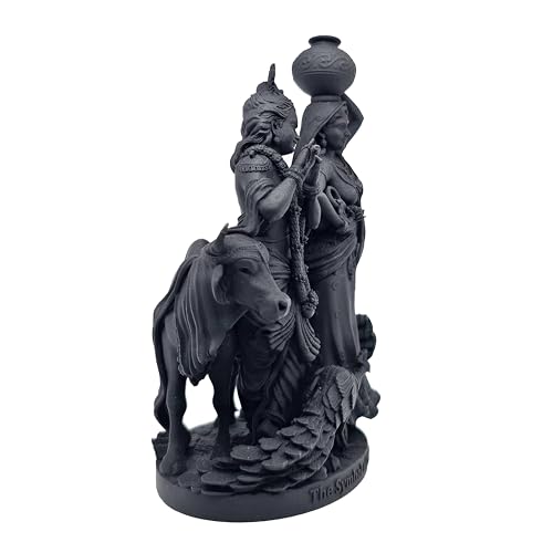 Image of MurtiHome Radha Krishna Murti, The Symbol of Divine Love Radhakrishna Idol | 10.16 cm Tall Small Black Color Figure Made From UV Resin, Crafted by 3D Printer for Car Dashboard, Home, Office, Gift