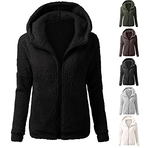 Coats for Women Clearance, Women's Tops Autumn Winter Ladies Vintage Solid Color Casual Wool Zipper Cardigan Jacket Warm Hoodie Sale UK Ladies Casual Loose Cardigans Shirt Coat Jackets Trench Topcoats steampunk buy now online