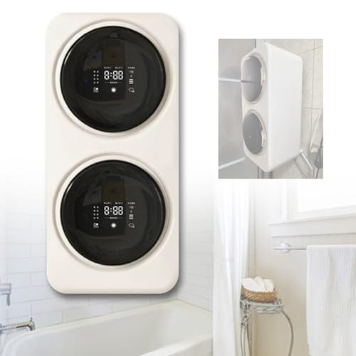 levigationlu 2×3.5L Mini Washing Machine and Dryer, Wall-Mounted Fully Automatic Washing Dryer Machine, 4 Modes Electric Dryer, For Apartment Tiny Spaces