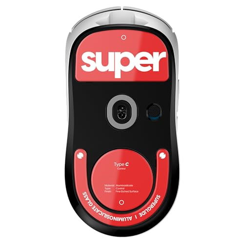 Pulsar Gaming Gears Superglide2 Podkładki pod mysz z teksturowaną powierzchnią z kontrolowaną prędkością, bardzo wytrzymałe szkło, gładka podeszwa do Logitech G Pro X Superlight2 (czerwone)