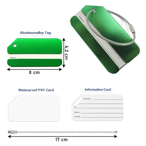 Image of BoAn 8 Pack Luggage Straps and Tags Set, for TSA Approved, 4 Adjustable Suitcase Belt and 4 Luggage Tags with Name ID Card,Travel Accessories Green