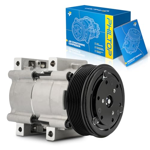 Image of PHILTOP 58161 AC Compressor Compatible with F250 /F350 /F450 /F-550 Super Duty 7.3L 1999-2003, Thunderbird 1989-1995, Cougar 1989-1990, Air Conditioning Compressor with Clutch