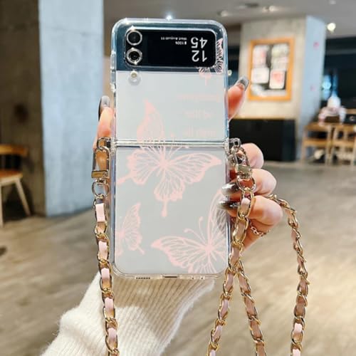 Coque Samsung Z Flip5 imprimé papillon pour sublimer votre style avec sa bandoulière pratique