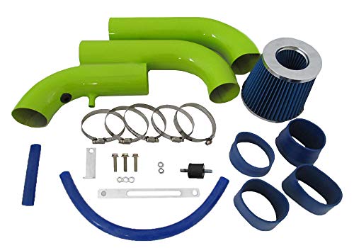 High Performance Parts Green Pipe Cold Air Intake Kit & Blue Filter Combo Compatible for Dodge 02-08 Ram 1500 3.7L 4.7L (3 pcs)