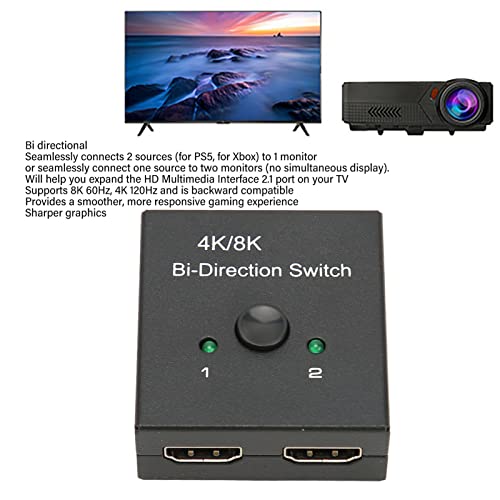 Divisor Bidireccional HDMI 1 en 2 Salidas 8K 60Hz Conmutador Metalico 4K 120Hz 7