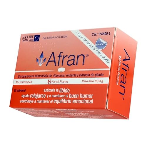 Afran® 30 comprimidos - Ayúdate a mantener el equilibrio emocional y el buen humor gracias al Safranal - Narval Pharma