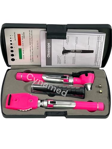 Premium Double Handle Otoscope Set -Otoscope/Great for School -Cynamed (PINK)