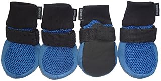 LONSUNEER Dog Boots Breathable and Protect Paws with Soft Nonslip Soles Blue Color