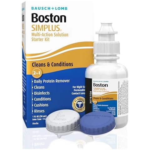 Boston Simplus Contact Lens Solution, for Gas Permeable Contact Lenses, Contact Lens Case Included, 1 Fl Oz Cover