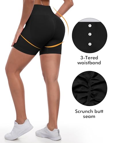 ATHVOTAR Workout Gym Shorts Women, High Waisted Seamless Butt Lifting Scrunch Butt Sports Shorts2