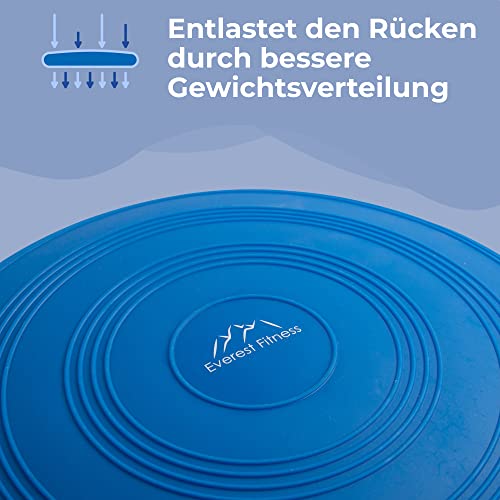 EVEREST FITNESS Balance Kissen - Luftkissen mit 33 cm Durchmesser - Ballsitzkissen zur Stärkung der Balance - Orthopädisches Sitzkissen zur Linderung von Rückenschmerzen, Balance Pad – dunkelblau