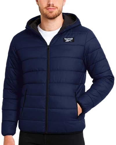 Image of Reebok Mens Puffer Jacket - Lightweight Quilted Glacier Shield Plus Size Puffer Jackets for Men - Insulated Mens Winter Coats