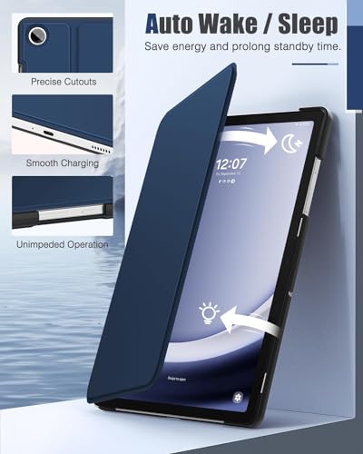 Image of MoKo Case for Samsung Galaxy Tab A9 Plus 11-Inch 2023, Multi-Angle Viewing Slim Hard Back Shell Protective Cover Case with Auto Wake /Sleep for Galaxy Tab A9+ Tablet SM-X210 /SM-X216 /SM-X218, Navy Blue