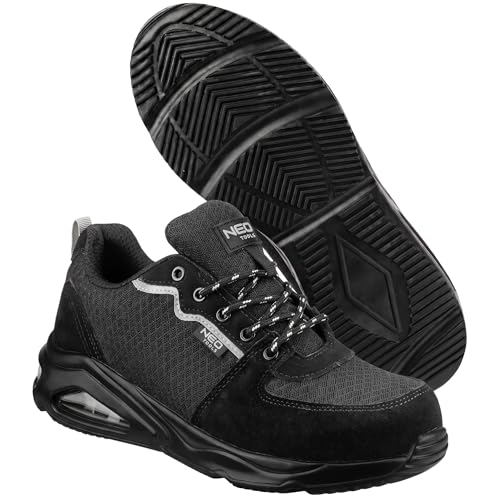 NEO TOOLS NEO Air Chaussures de travail professionnelles respirantes, Noir avec réflecteurs, 43 EU