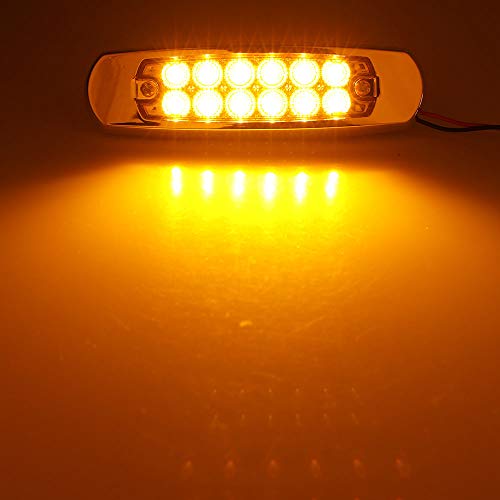 NBWDY 4Pcs 6.4in Front Rear Amber LED Side Marker Lights,Waterproof 12V Chrome Bezel Trailer Marker Lights,Turn Signal Light,Clearence Light Tail Light for Truck ATV SUV RV Camper UTV