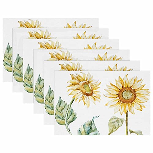 Set de table tissu Oxford résistant chaleur lot 4 napperon lavable imprimé fleur - 6