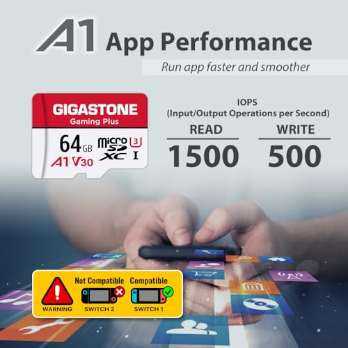 Image of 【for Switch 1 Only】 GIGASTONE 64GB Micro SD Card 5-Pack, Gaming Plus, MicroSDXC Memory Card for Nintendo-Switch, 4K UHD Video Recording, UHS-I U3 C10 A1 V30, up to 90MB /s, with Adapter