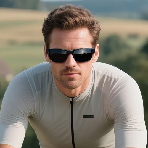 Image of Joopin Rectangle Sports Sunglasses Polarized UV Protection Shades for Men | Wrap Around Sun Glasses, Trendy Plastic Frame, TAC Lens, Safety, Driving, Running, Fishing, Cycling, Hiking