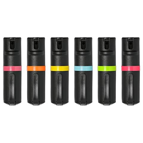 POM 6-Pack Pepper Spray Flip Top Pocket Clip - Maximum Strength OC Spray for Self Defense - Tactical Compact & Safe Design - 25 Bursts & 10 ft Range - Powerful & Accurate Stream Pattern Cover