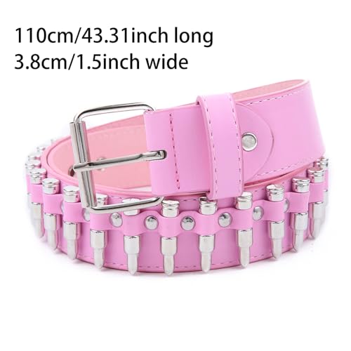 Punk Metal Belt Bullet Rivet Gothic Studded Belt Stud Waist Belt Scene Emo Pink Hip Hop Grommet Leather Belts2