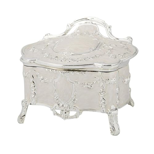 HEMOTON Caja de Joyería Pequeña para Anillos y Pendientes Estuche Bisagras en Plata Blanca Forro de Terciopelo Antiarañazos Adecuado para Almacenamiento y Obsequio en Bodas y