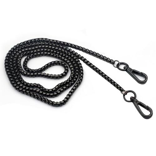 Anwangda Tracolla per borse, 120 cm, in metallo, tracolla di ricambio con fibbie in metallo, catena rimovibile per borsa a tracolla (nero)