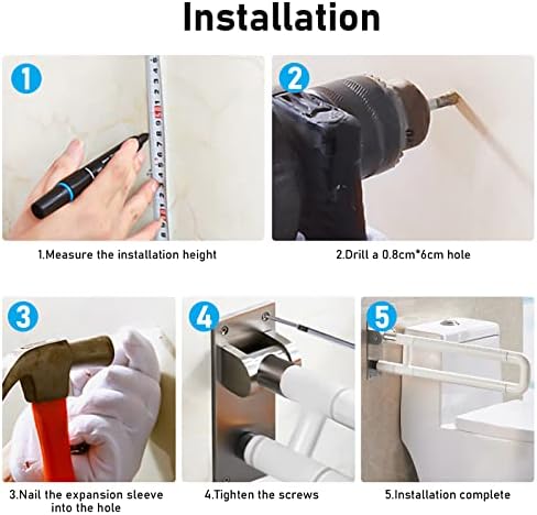 Toilet Safety Grab Bar, Shower Aids Grab Rail, Bathroom Support Rail Handrail, Non Slip Foldable Drop Down Toilet Rails Handle Grip, Wall Mounted Guard Frame for Disabled Elderly Pregnant Bariatric