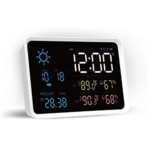 Digitale Wetterstation mit Wecker, Überwachung der Innen- und Außentemperatur, LCD-Anzeige Datum Uhrzeit Temperatur Luftfeuchtigkeit zur