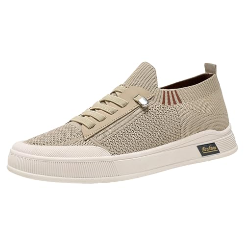 Aterproof - Zapatillas deportivas de moda para primavera y verano para hombre, parte inferior plana, malla ligera, transpirable, antideslizante, cómoda, color sólido, características simples: tenis
