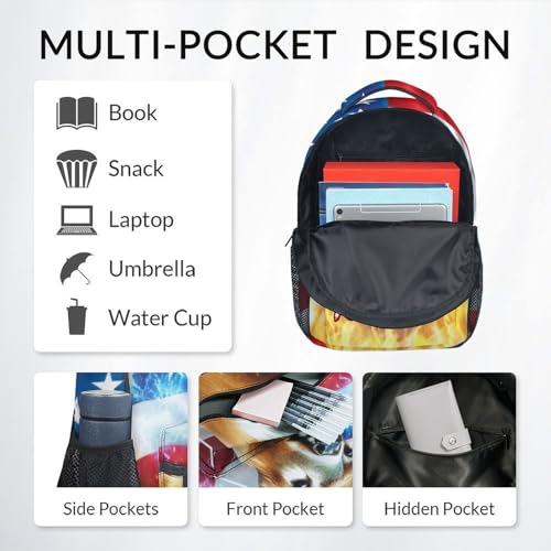 Backpack with Lunch Box - 3 in 1 Custom Cool Deer Bookbag for School, Travel - Personalized 17 Inch School Bag Set for Kids4