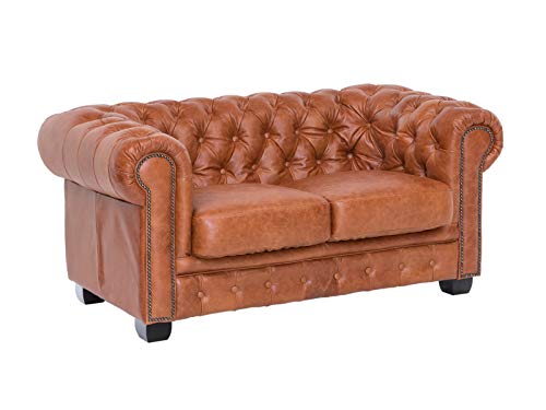 Woodkings® Chesterfield Sofa 2-Sitzer Echtleder Couch Bürosofa...