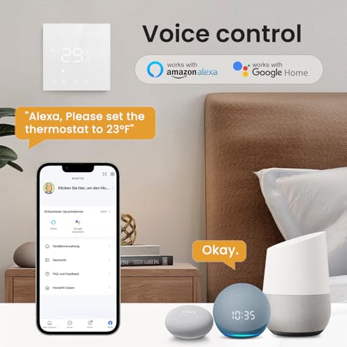 AVATTO Thermostat Für Wasser Fußbodenheizung und Gasboiler，Smart WiFi Thermostat Programmierbar Raumthermostat Unterstützen Alexa, Google Home Sprachsteuerung und Smart Life App Fernbedienung