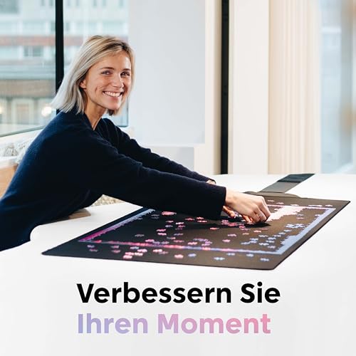 Puzzlup Puzzlematte bis 1500 Teile - 66 x 120 cm - Premium Puzzle Rolle für 500, 1000 und 1500 Teile - In Sekunden zusammenrollen - Puzzle Matte Rolle mit Öko-Verpackung